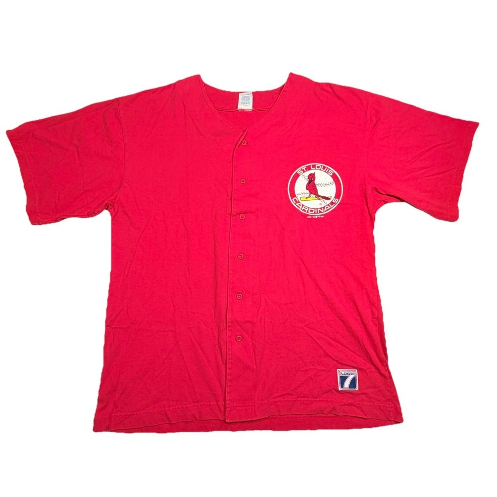 Vintage 1997 St Louis Cardinals Logo 7 Button Front Jersey Shirt Large MLB